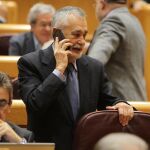 José Antonio Griñán, en su escaño del Senado