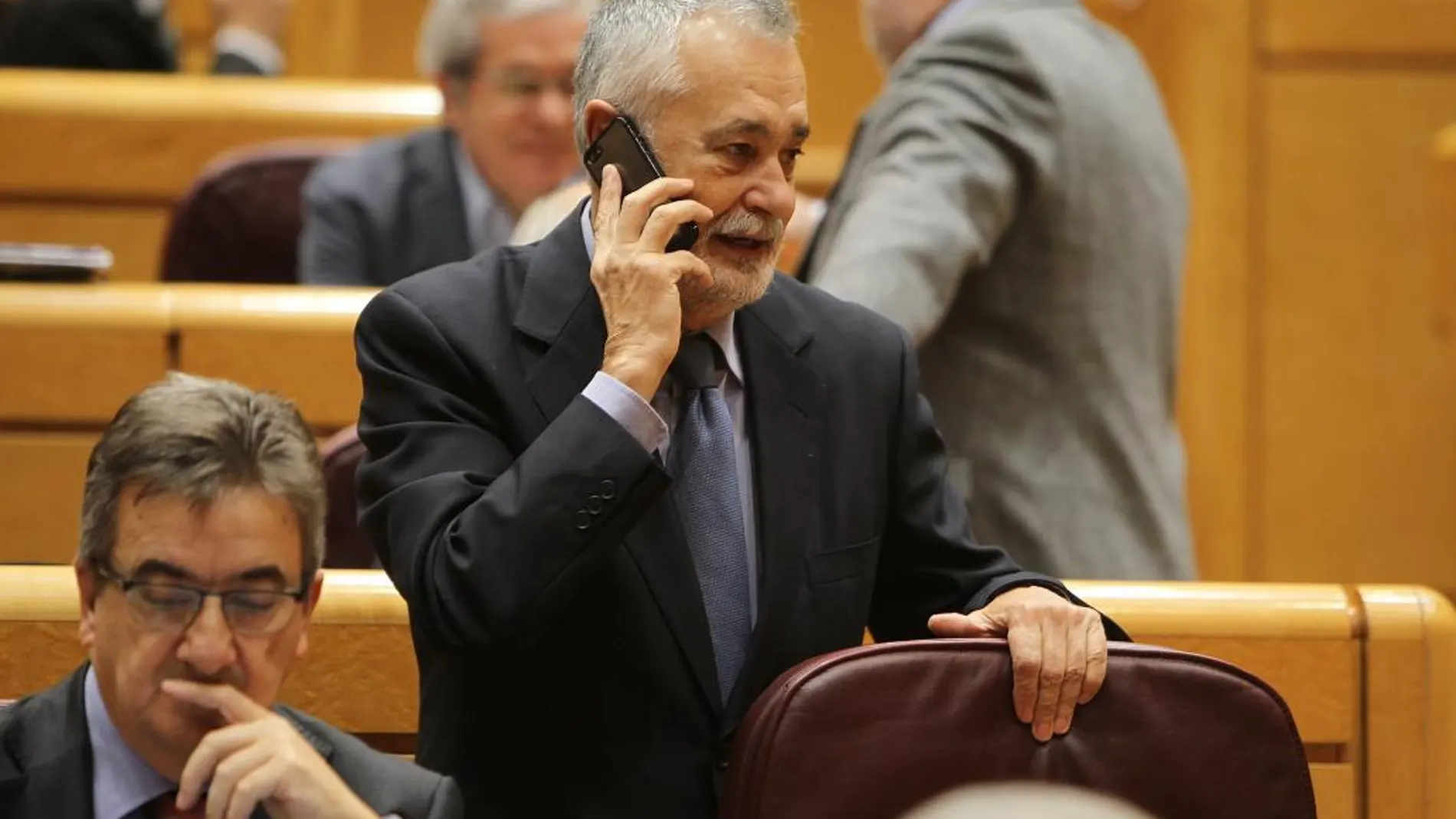 José Antonio Griñán, en su escaño del Senado