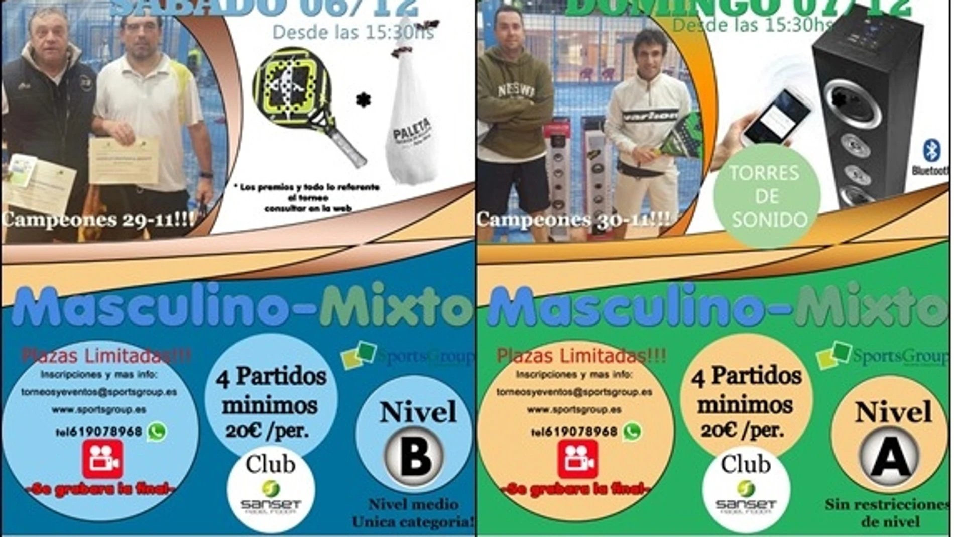 Torneos SportsGroup y Sanset Padel Indoor