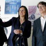 La Consellera de Culltura, Maria Jose Catalá, el intendente-director artístico del Palau de les Arts, Davide Livermore, y uno de los nuevos directores musicales del coliseo valenciano, Roberto Abbado