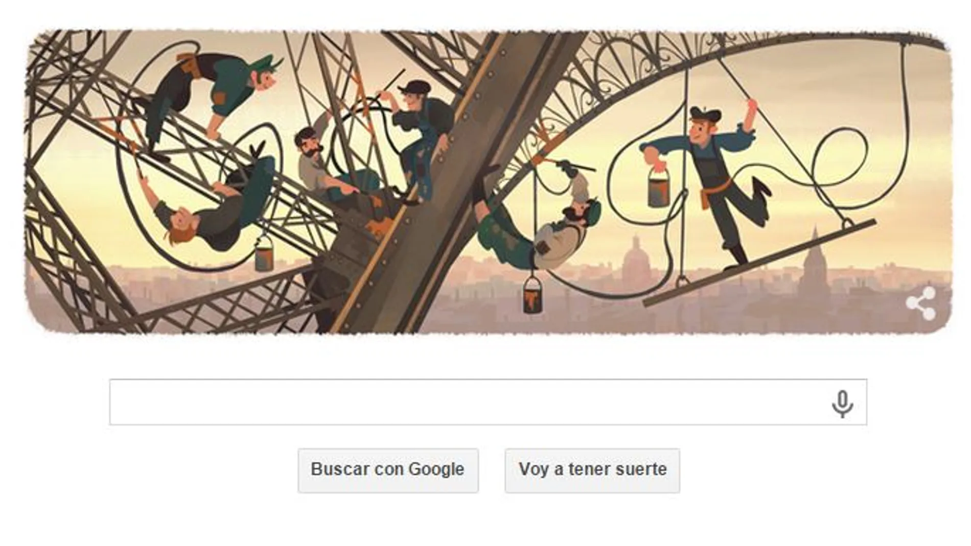 Doodle de Google para conmemorar la construcción de la Torre Eiffel