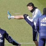 Entrenamiento en la víspera del Madrid-Valencia de Copa
