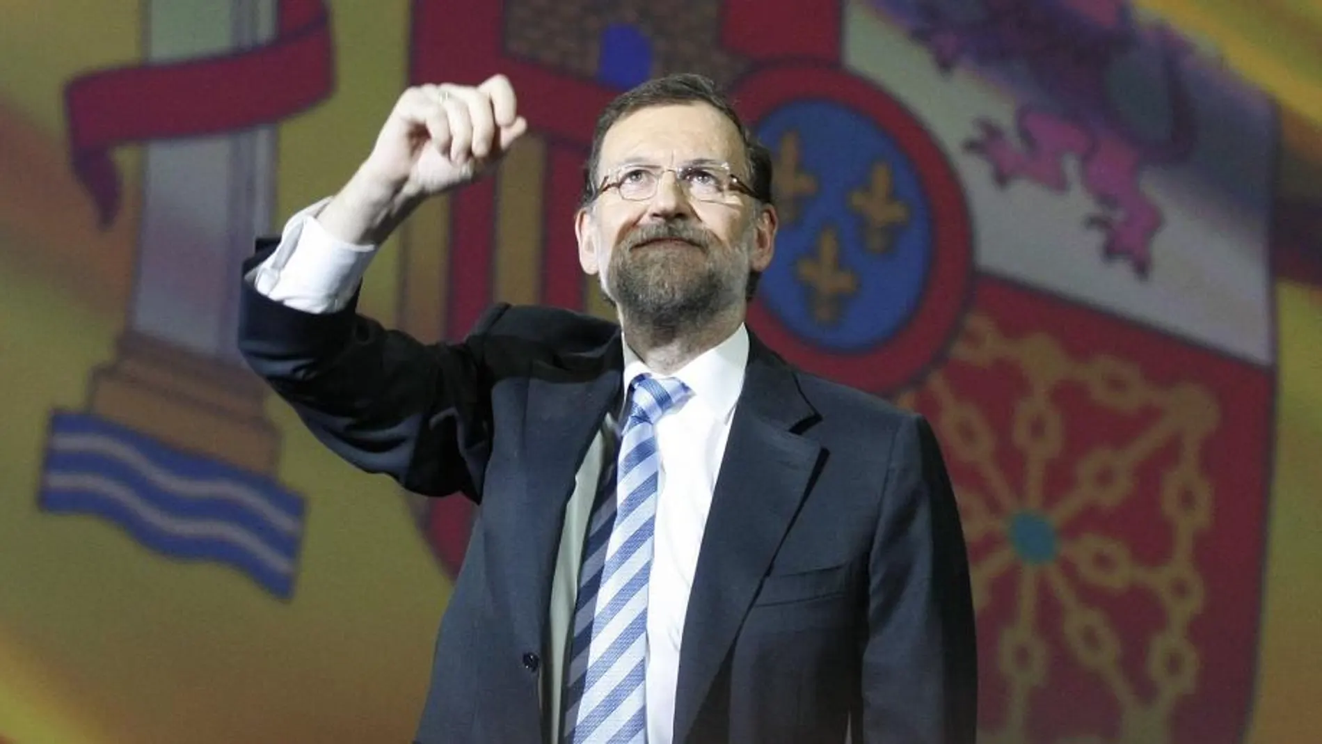 El presidente del Gobierno y del Partido Popular, Mariano Rajoy, durante su intervención hoy en la clausura de la convención nacional del PP