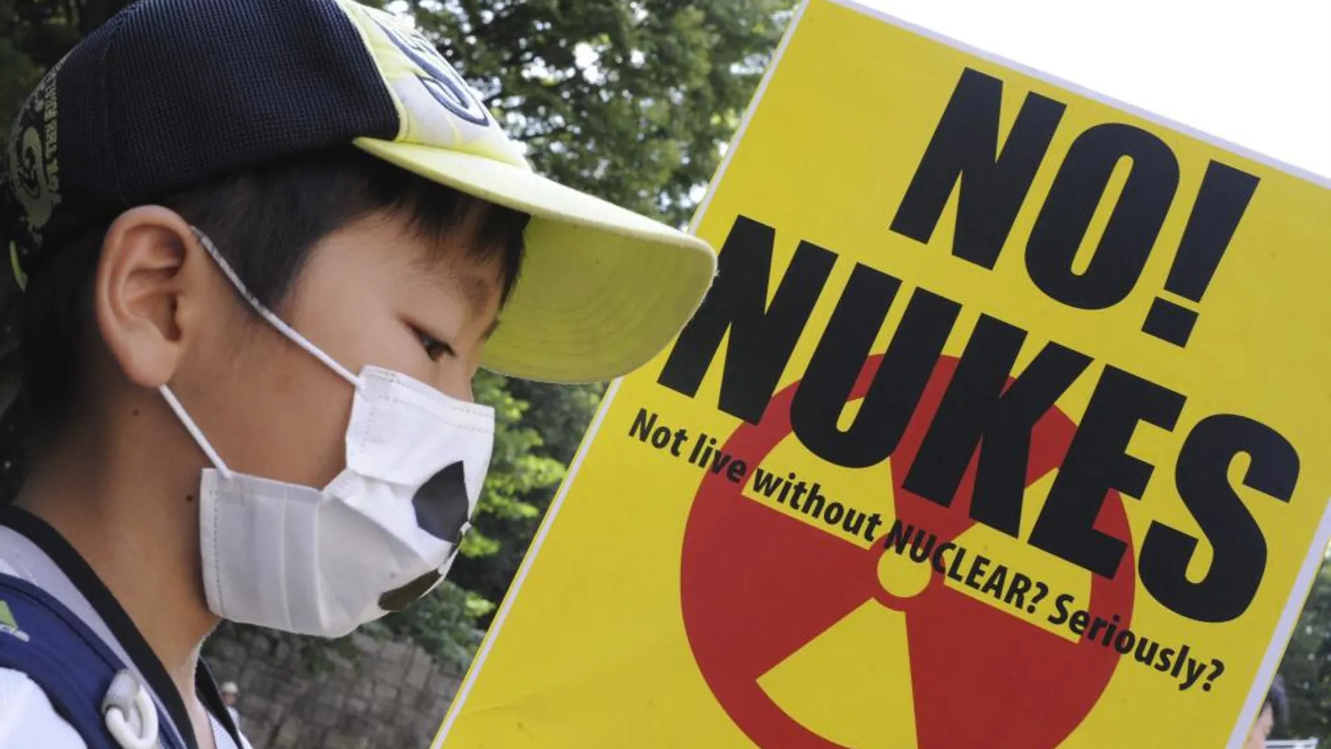 Imagen de un manifestante en una concentración contra la central nuclear