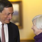 La presidenta de la Reserva Federal, Janet Yellen y el presidente del BCE, Marlo Draghi.