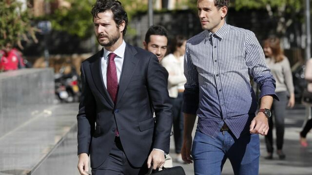 El ex jugador del Levante Christian Stuani, a su llegada a la Ciudad de la Justicia de Valencia
