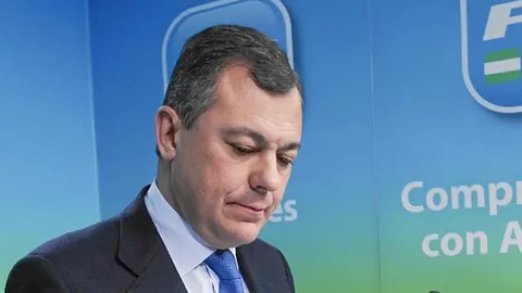 José Luis Sanz, ayer, en la sede del PP-A en Sevilla