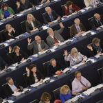 Votación en el Pleno del Parlamento Europeo, ayer martes