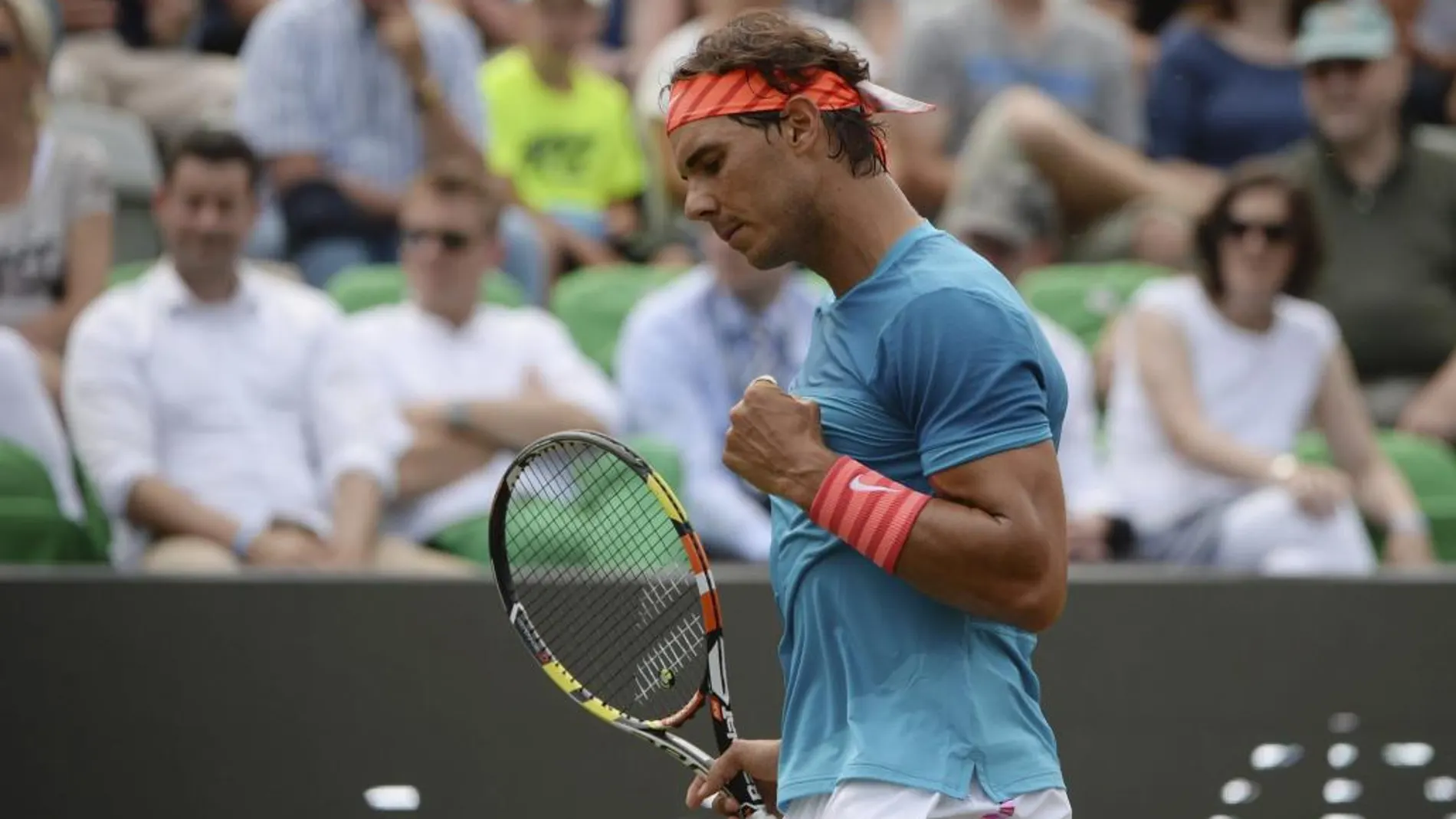 Rafael Nadal celebra un punto ante el chipriota Marcos BaghdatisEfe