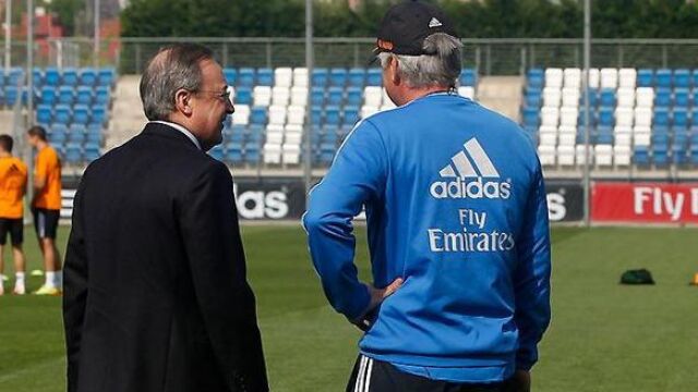 Florentino Pérez y Carlo Ancelotti en Valdebebas