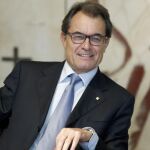 El presidente catalán, Artur Mas, durante la reunión semanal del Govern celebrada en el Palau de la Generalitat