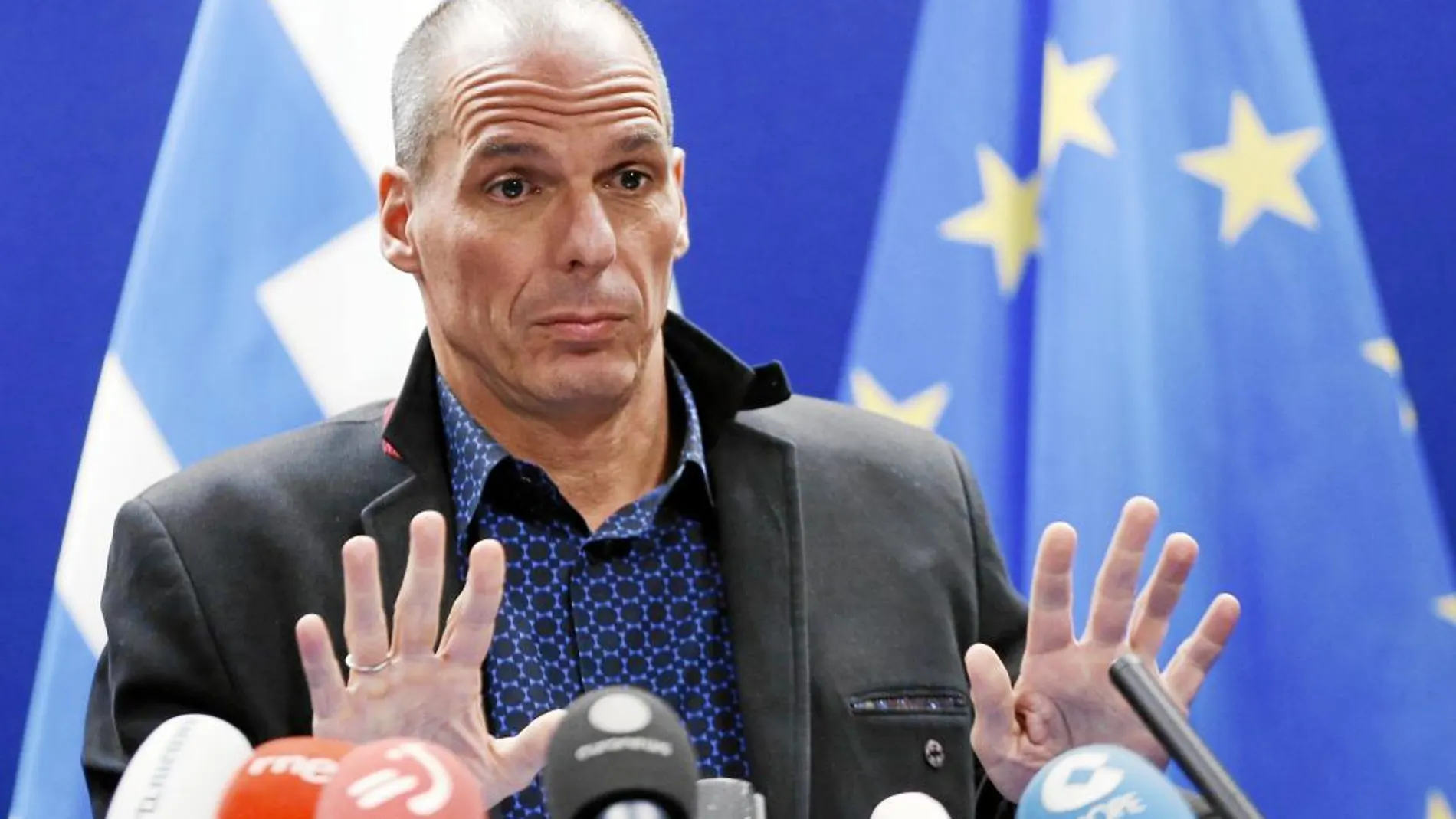 Varufakis, ministro griego de Finanzas, ayer, tras la cita del Eurogrupo