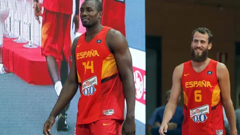 Serge Ibaka, junto a Sergio Rodríguez.
