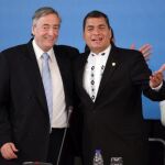 Néstor Kirchner y el presidente ecuatoriano, Rafael Correa