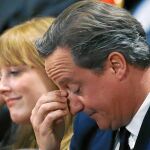 Cameron, durante la intervención de Osborne en la Conferencia del Partido Conservador en Birmingham