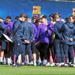 El Barcelona, en el entrenamiento de ayer