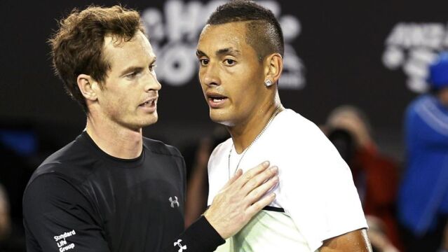 Andy Murraysaluda a Nick Kyrgios tras vencerle