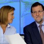 Mariano Rajoy presidió la reunión del Comité Ejecutivo Nacionalhoy en Madrid. A su lado, la secretaria general de los populares, María Dolores de Cospedal.
