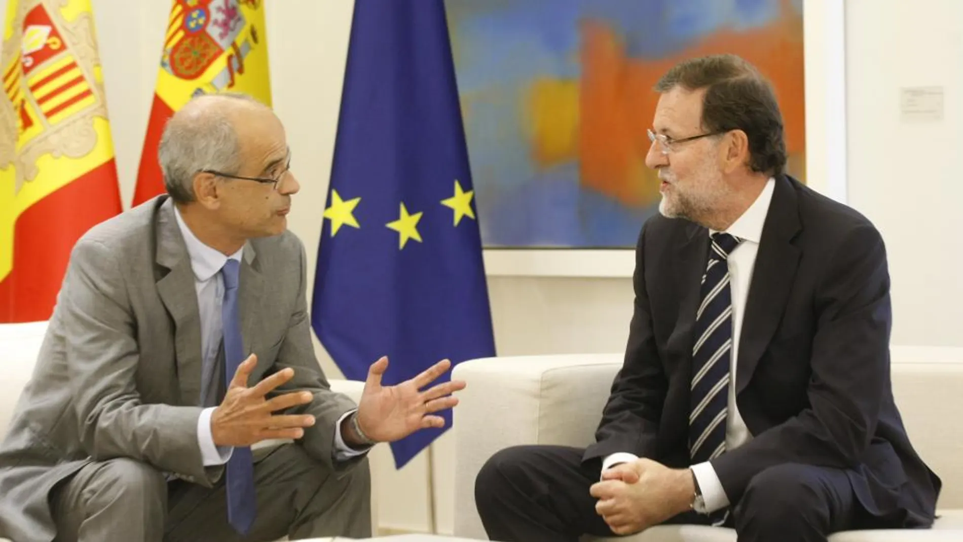 Mariano Rajoy, durante la reunión que mantuvo con el jefe de Gobierno de Andorra, Antonio Martí, el pasado septiembre en La Moncloa.