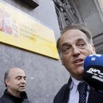 Javier Tebas a su llegada a la reunión.