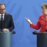 La canciller alemana, Angela Merkel y el presidente francés, François Hollande