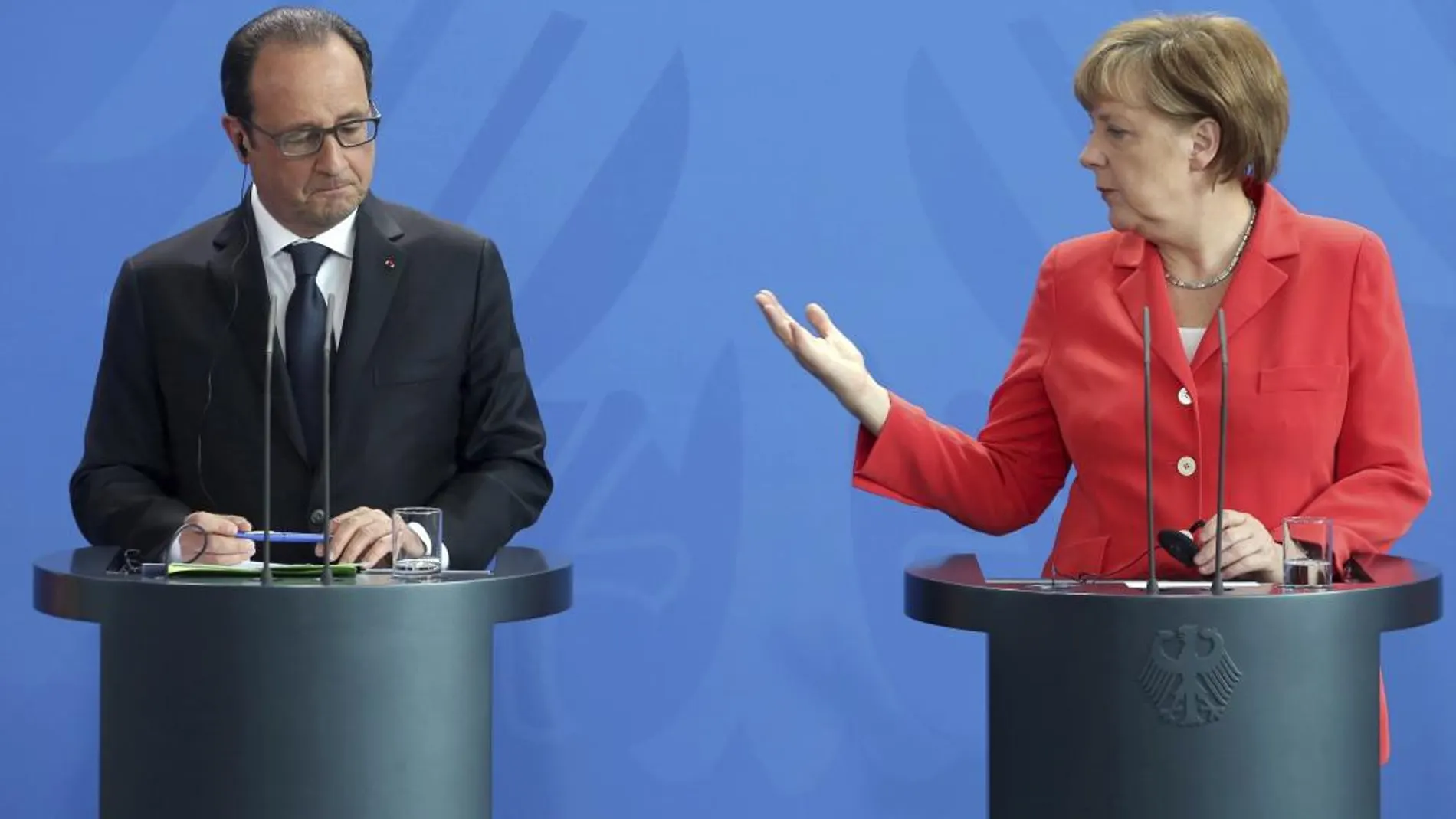 La canciller alemana, Angela Merkel y el presidente francés, François Hollande