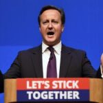 El primer ministro británico, David Cameron da un discurso titulado "Mejor juntos"durante un acto celebrado en Aberdeen