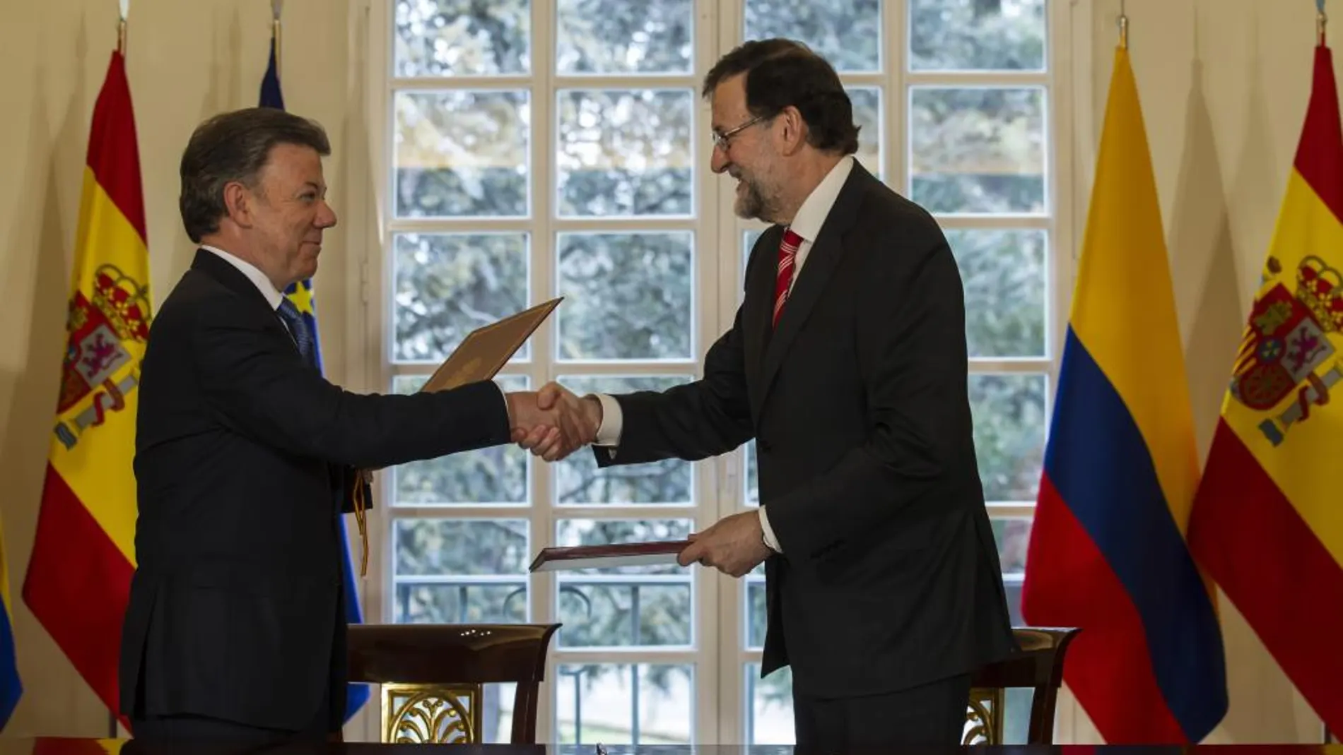 Mariano Rajoy y Juan Manuel Santos en La Moncloa