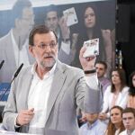 El presidente del Gobierno, Mariano Rajoy, ayer en Murcia