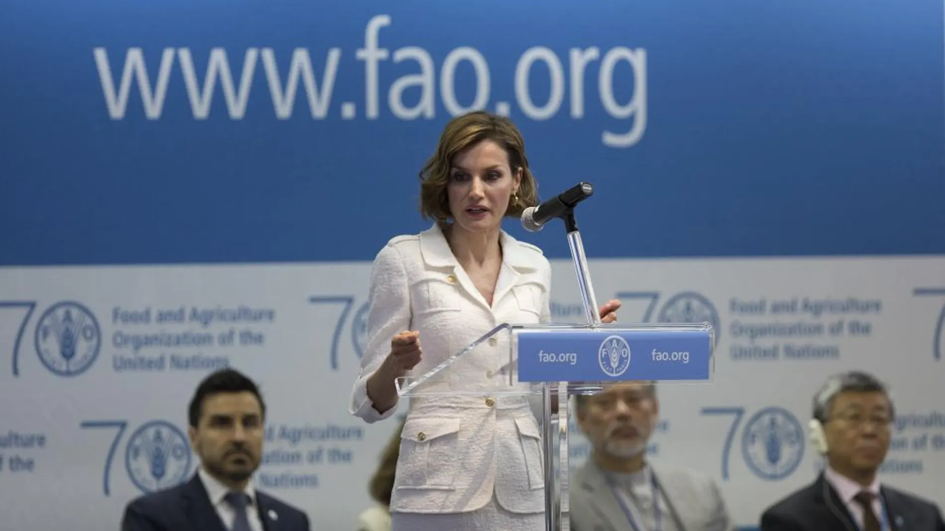 La Reina durante su discurso en la reunión de la FAO en Roma