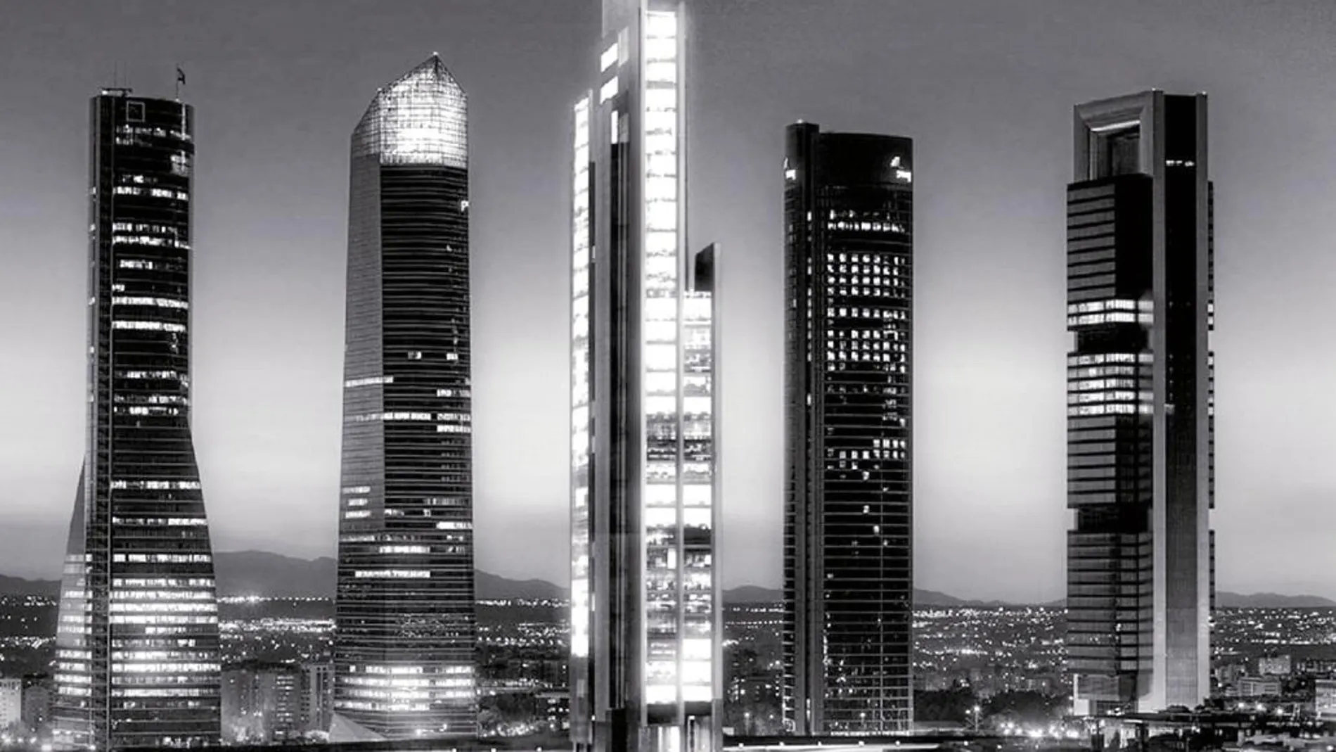 A las torres Espacio, Cristal, Sacyr y Caja Madrid se les sumará en 2019 un nuevo rascacielos de 181 metros de altura, la torre Caleido
