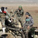 Tropas sirias desplegadas en la ciudad de Hmreet, Siria