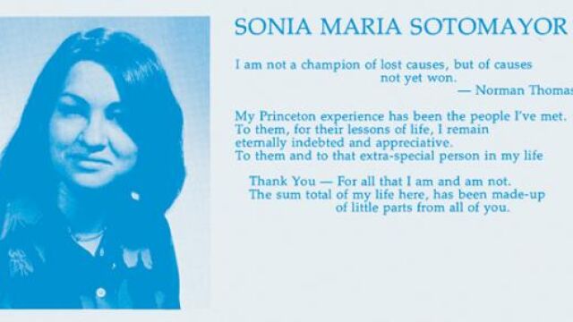 La ficha de Sotomayor en el libro anual de 1976 de la Universidad de Princeton