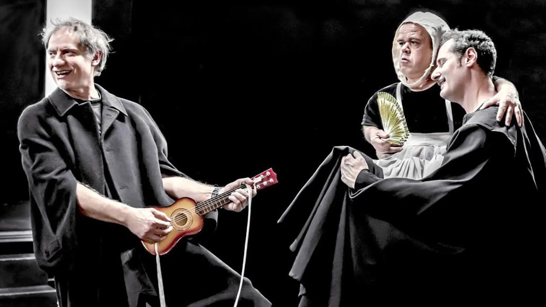 Nancho Novo, Alfonso Blanco y Sergio Reques en un ensayo de la obra, que viaja al Nápoles de 1947