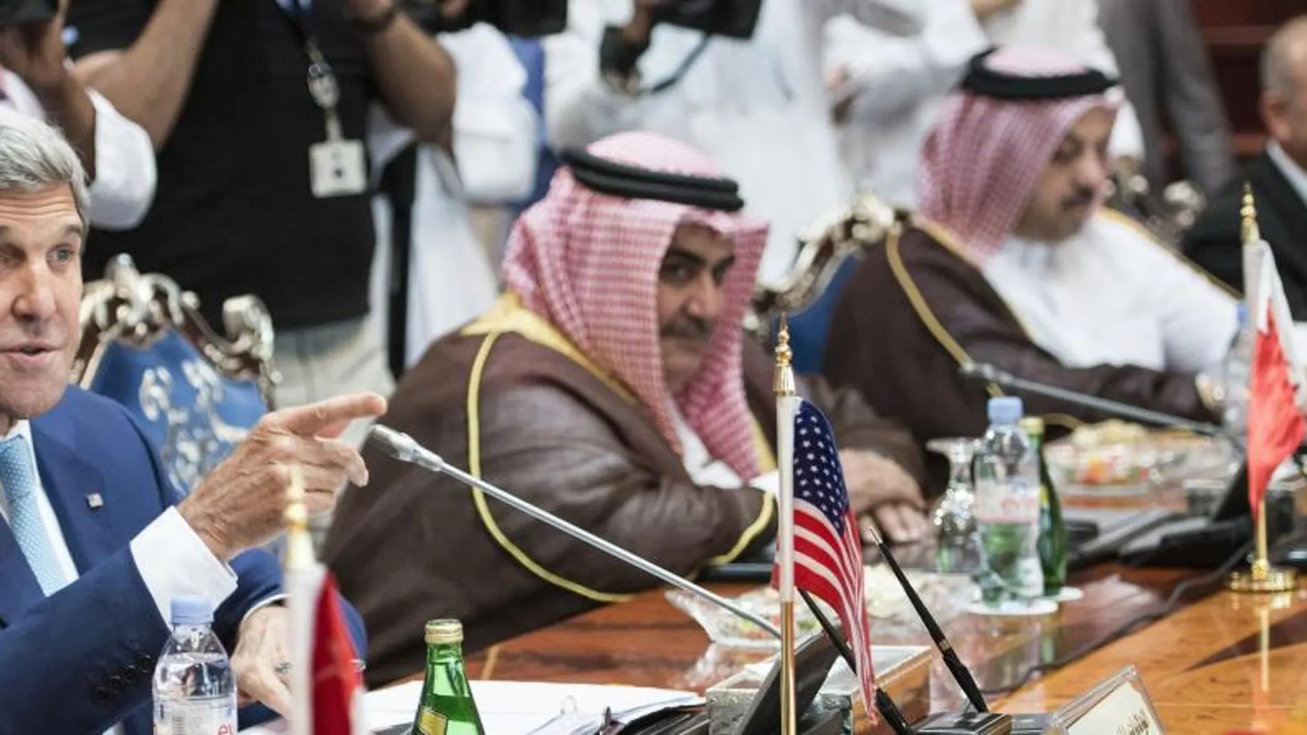 El secretario de Estado de EE UU, John Kerry, durante la reunión en Arabia Saudí