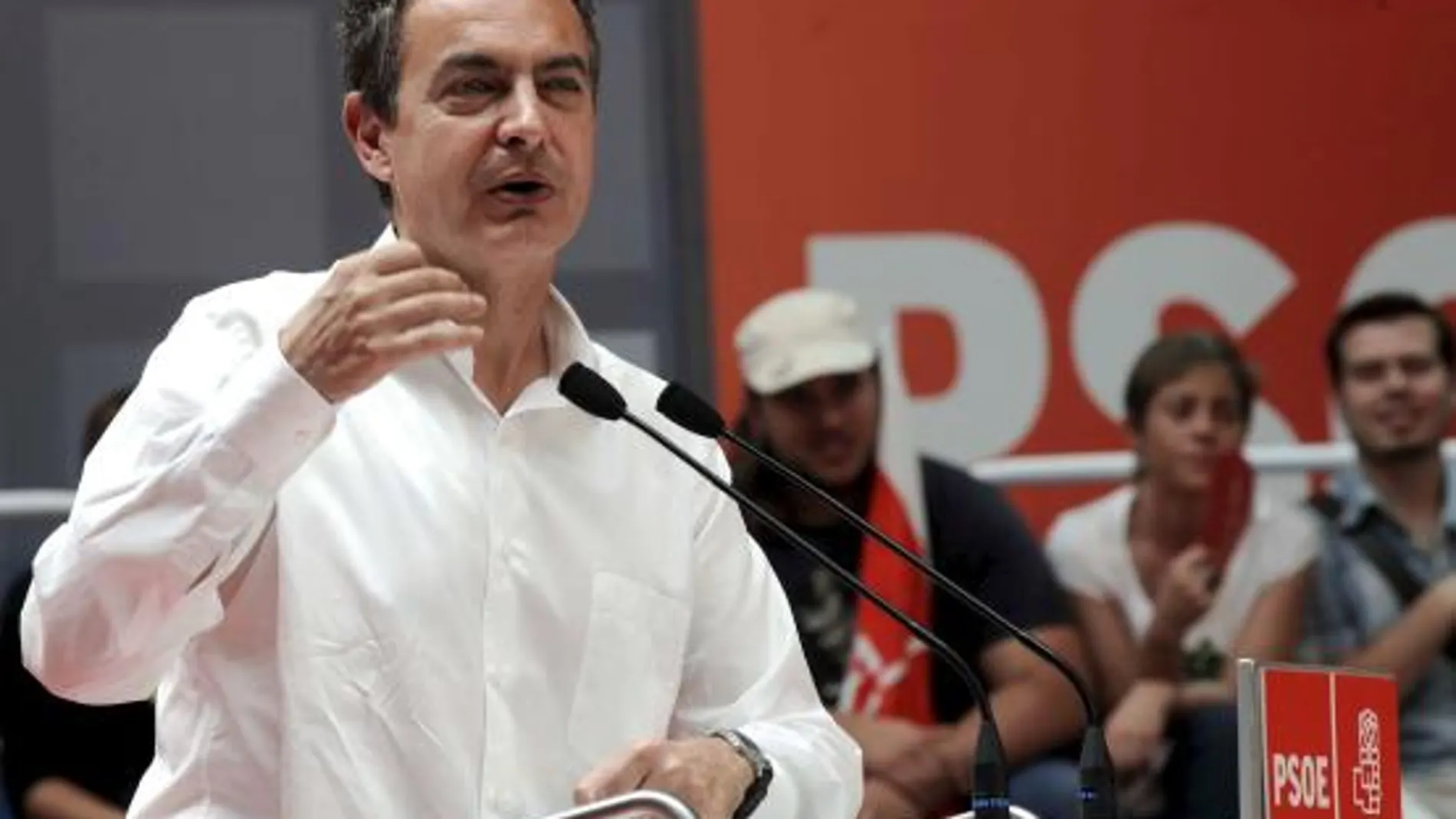 José Luis Rodríguez Zapatero, durante su intervención en un acto de precampaña de las elecciones europeas hoy en Albacete