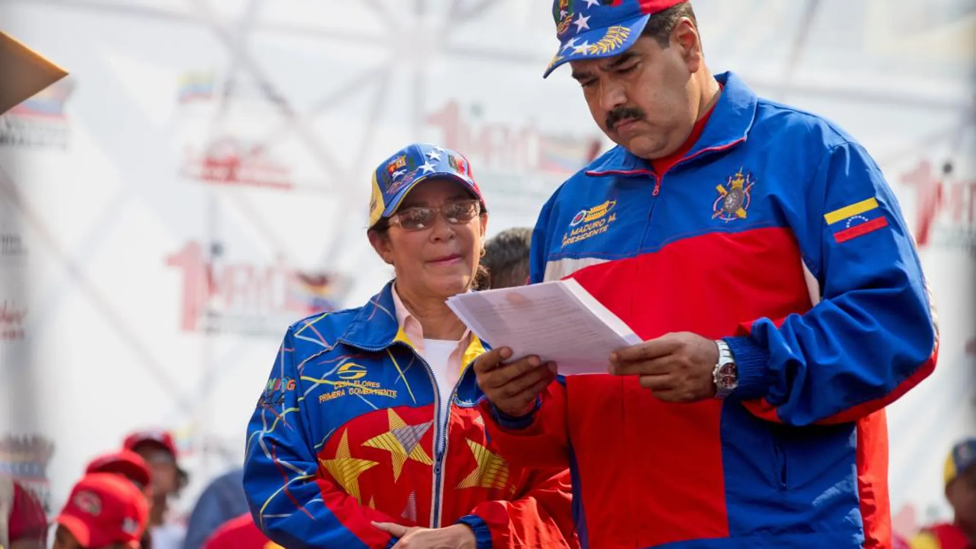 Nicolás Maduro, junto a su mujer Cilia Flores el pasado 1 de mayo en Caracas