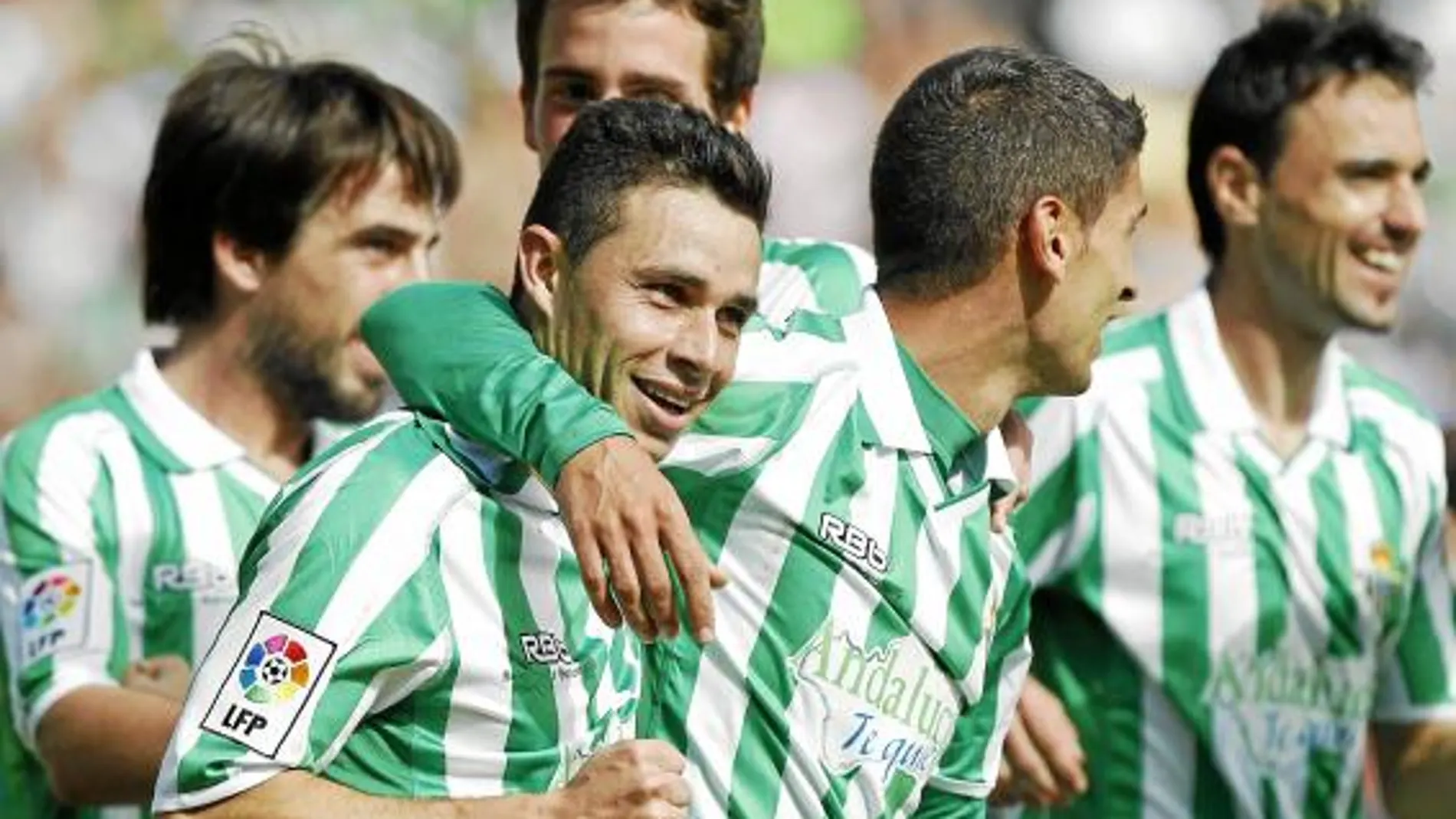 RUBÉN CASTRO celebra el tercer gol verdiblanco y sentencia el partido ante el Rayo Vallecano en el Benito Villamarín