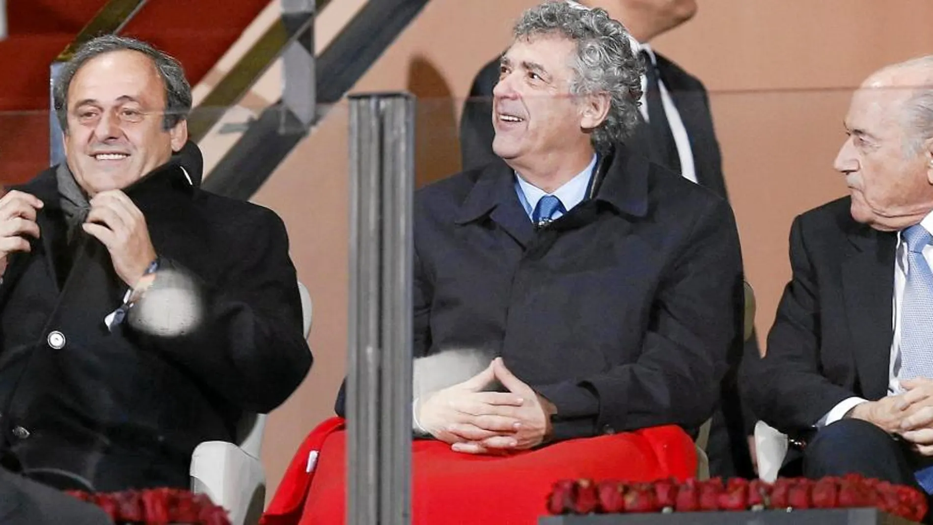 Platini, Villar y Blatter