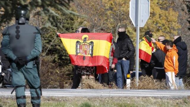 Partidarios de Franco hoy en las inmediaciones del Valle de los Caídos