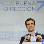 Pablo Casado, portavoz del PP, valora los resultados