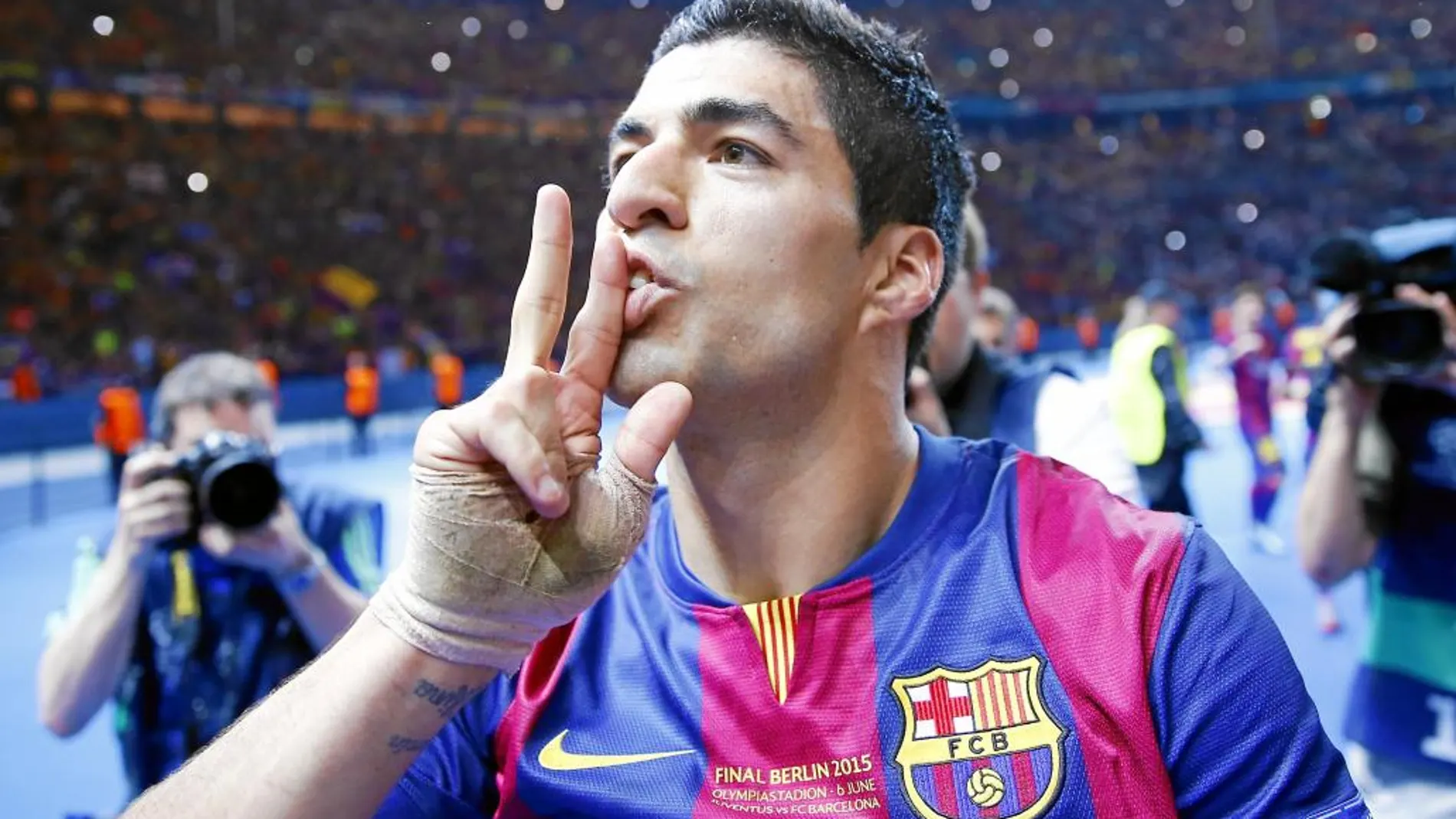 Luis Suárez marcó el tanto que rompió el empate en la final de Berlín