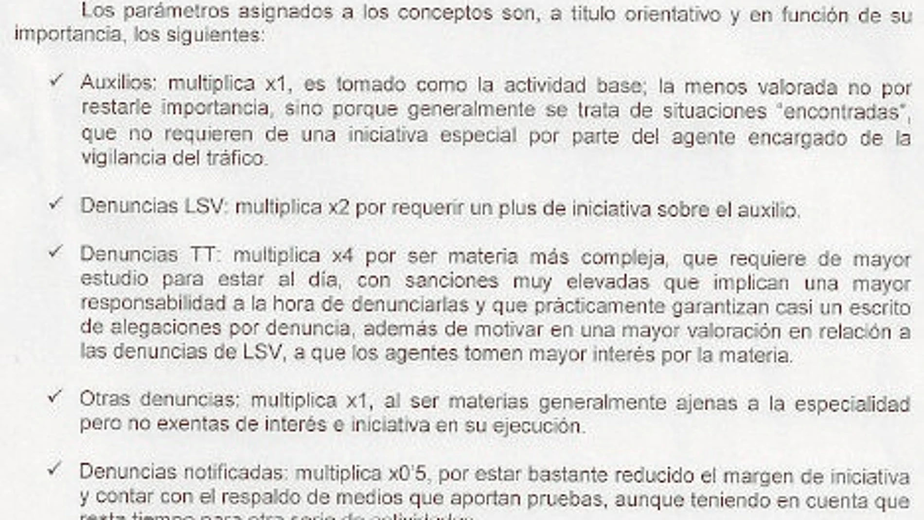 El baremo ha sido remitido a todas las unidades de Tráfico