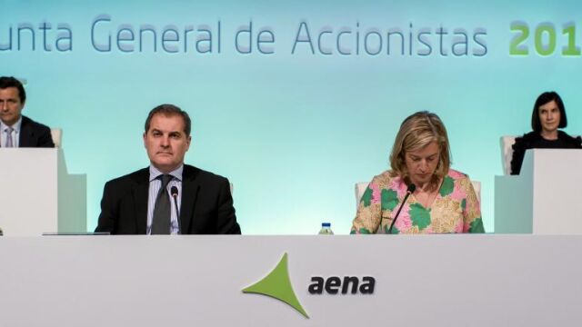 José Manuel Vargas, presidente de AENA, momentos antes de empezar su intervención en la junta de accionistas