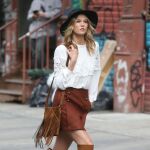 Karlie Kloss durante una sesión de fotos en Nueva York