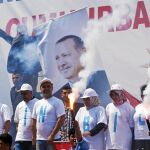 Seguidores del presidente Erdogan, en un acto de campaña