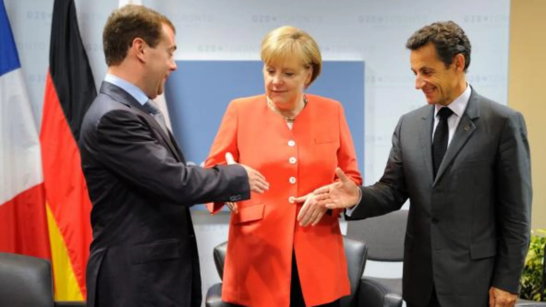Medvedev, Merkel y Sarkozy, en la última reunión del G-20