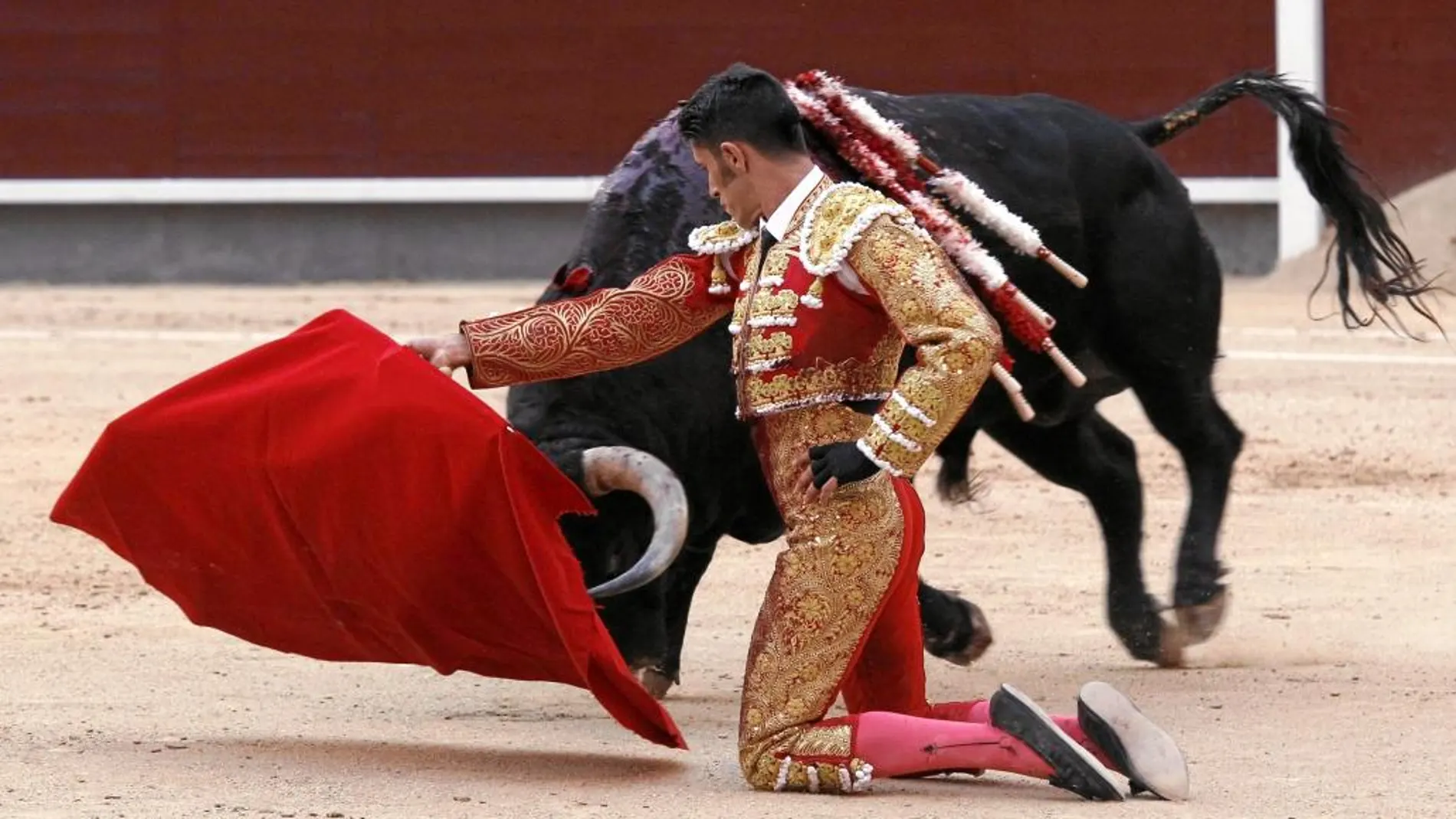 Derechazo rodilla en tierra de Alejandro Talavante al quinto toro de la tarde