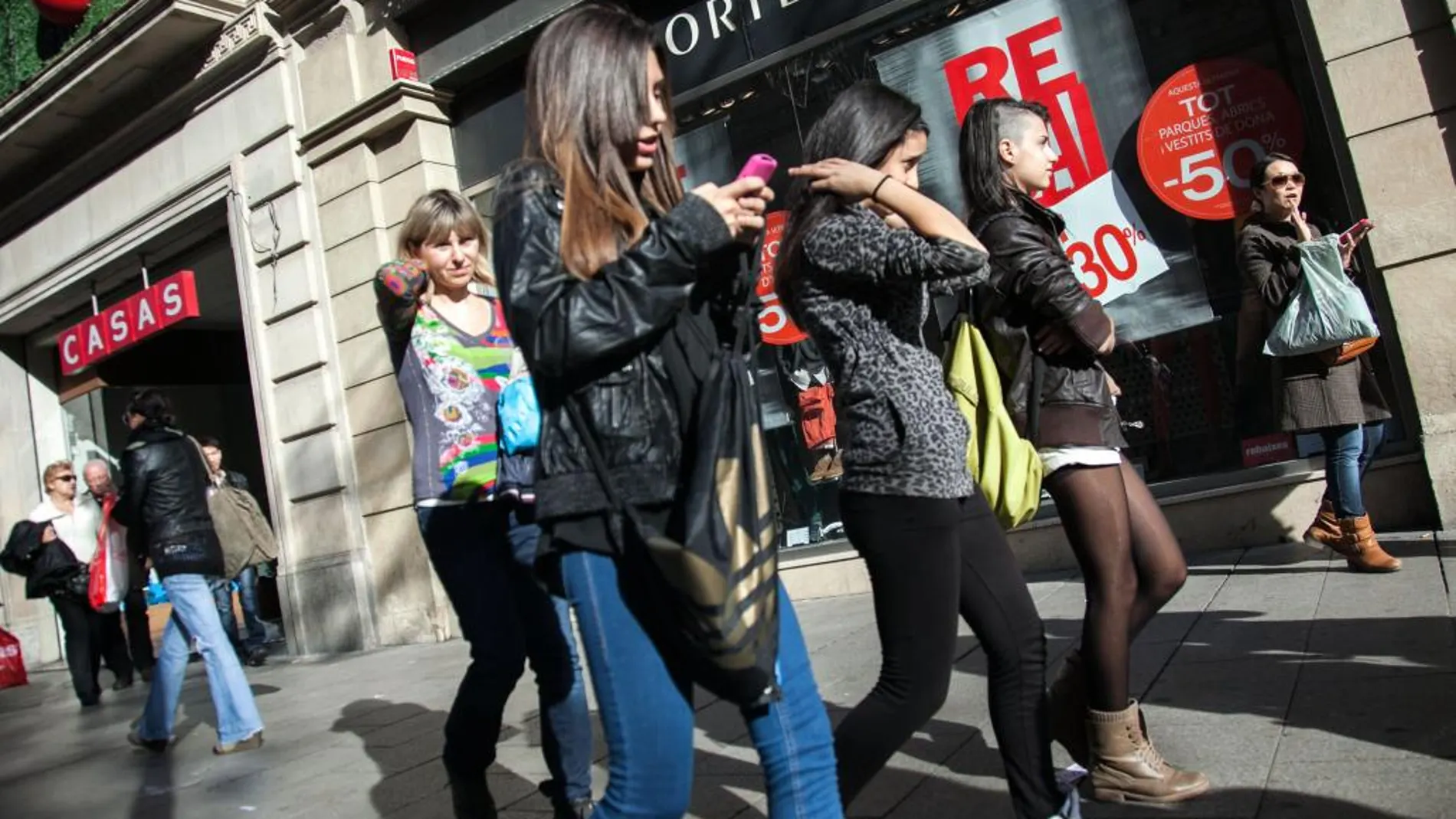 Calle comercial en Barcelona.