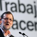 Mariano Rajoy, durante su intervención en un acto electoral de su partido que se ha celebrado hoy en el Palacio de Festivales de Cantabria.